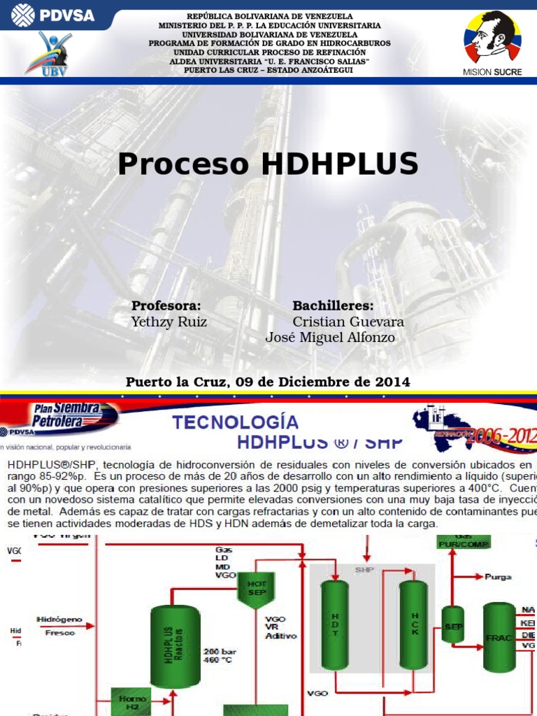 Proceso HDH PLUS HIDROCARBUROS | PDF | Catálisis | Reactor nuclear