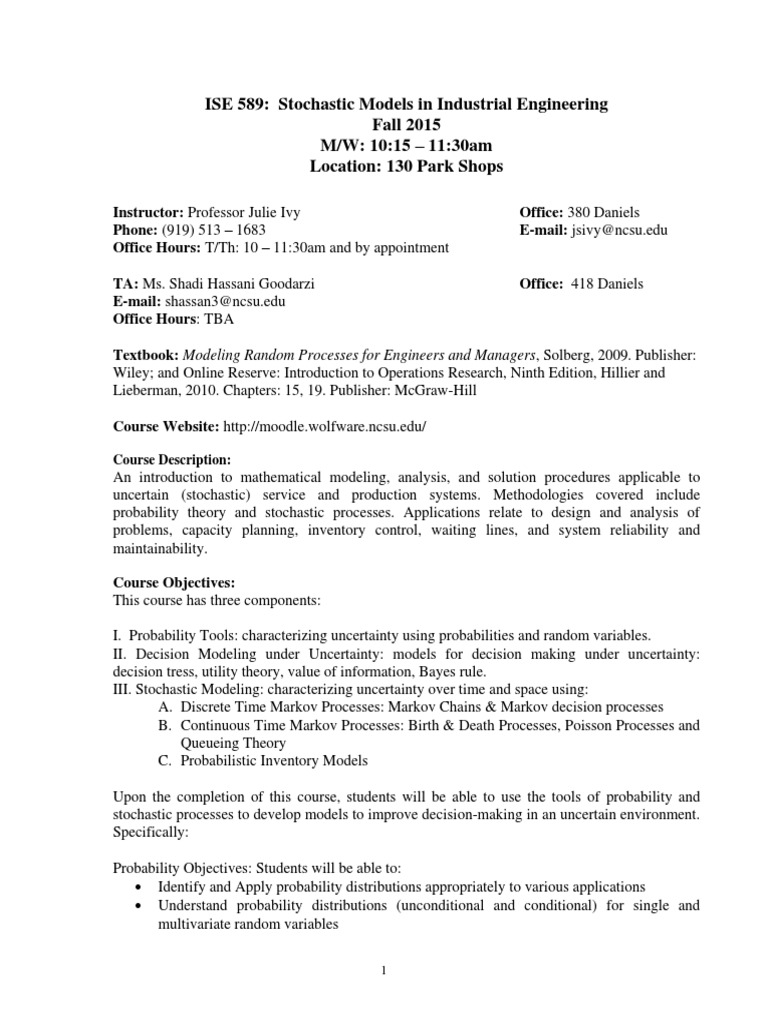 Ise589002syllabusfall201581815 Stochastic Process - 