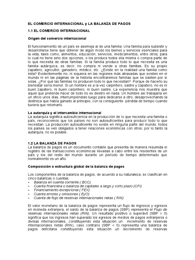 El Comercio Internacional y La Balanza de Pagos | PDF | Tipo de cambio ...