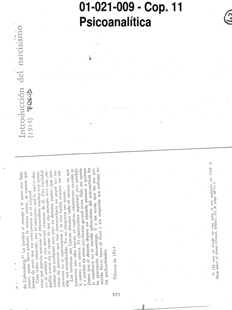 FREUD, Introducción Al Narcisismo CAP 1 y 2 PDF