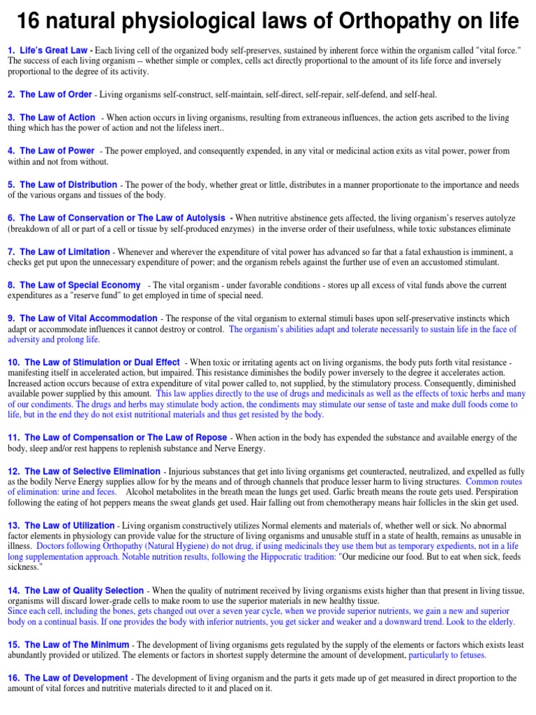 The 16 Physiological Laws of Orthopathy On Life | PDF | Perspiration ...