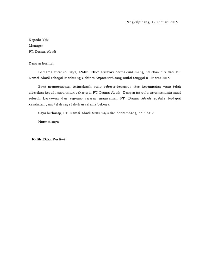 Gambar Surat Risent Kerja