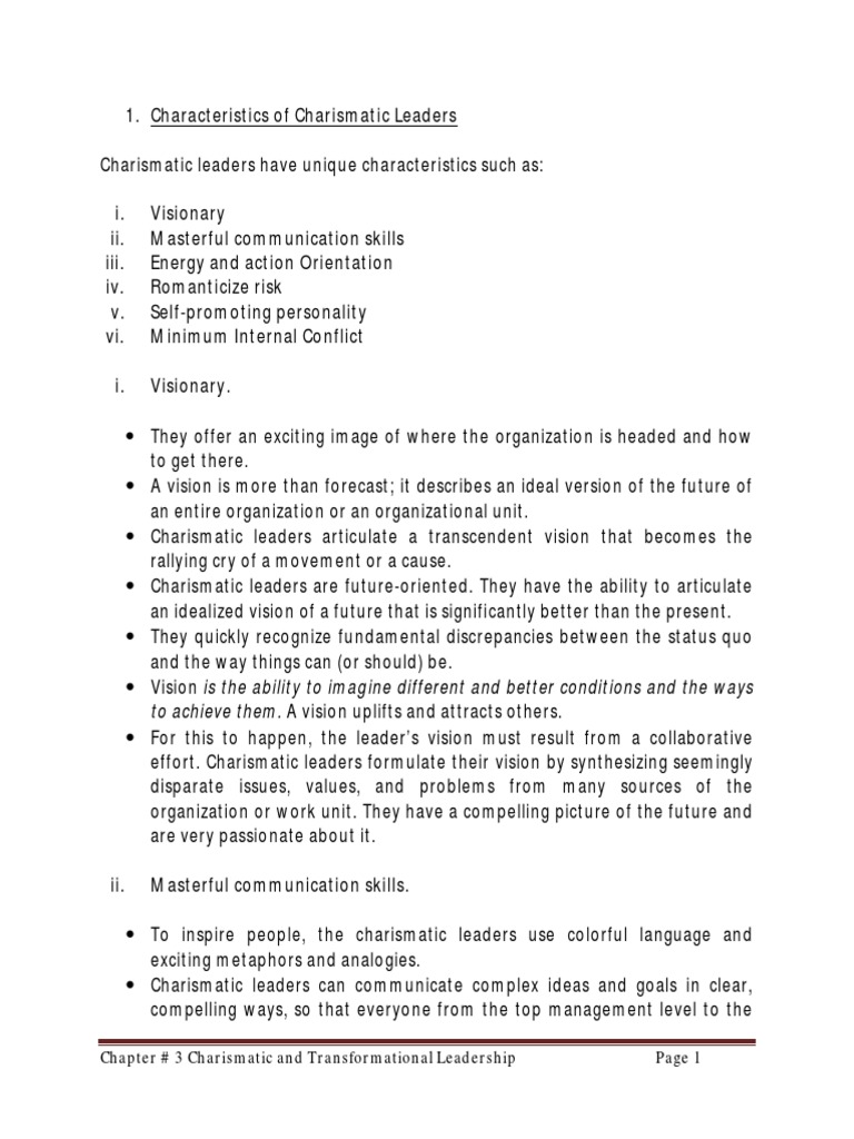 Characteristics of Charismatic Leaders | PDF | Nonverbal Communication ...
