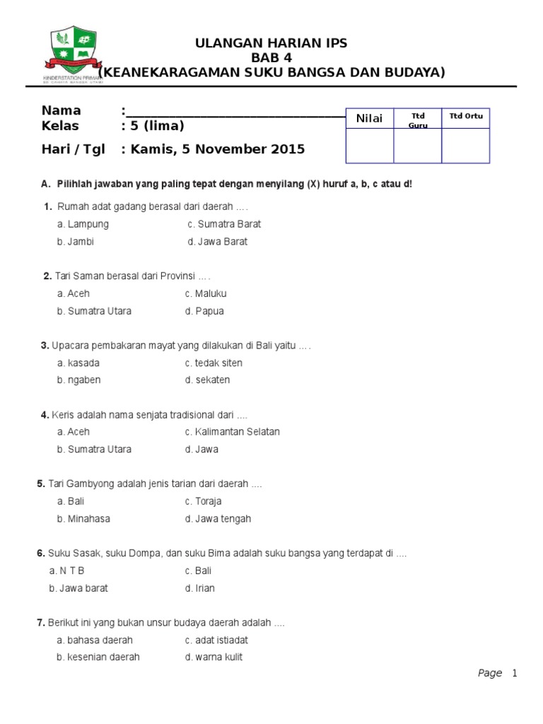 Ulangan Ips Kelas 5 Semester 2