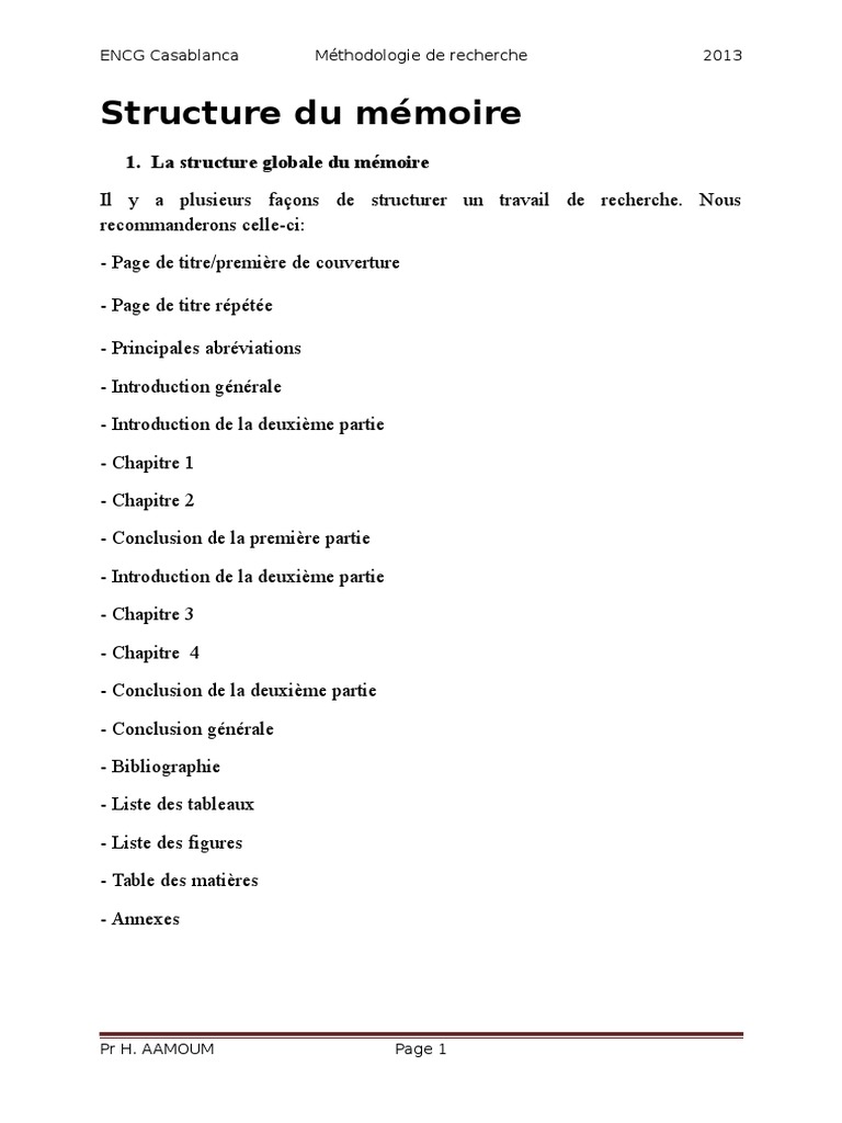 Structure Du Mémoire | PDF | Science | Sciences philosophiques