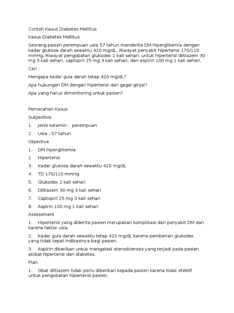 soal essay diabetes mellitus