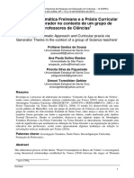 Abordagem Temática Freireana e A Práxis Curricular Via Tema Gerador No Contexto de Um Grupo de Professores de Ciências