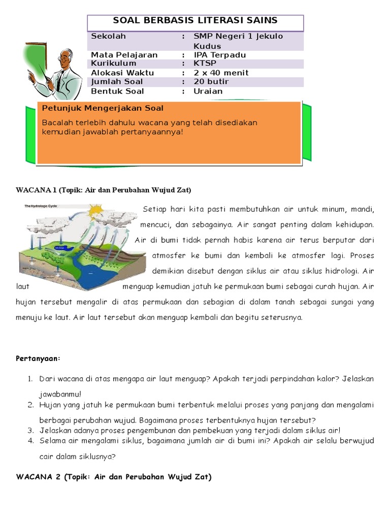 Soal Berbasis Literasi Sains Esai