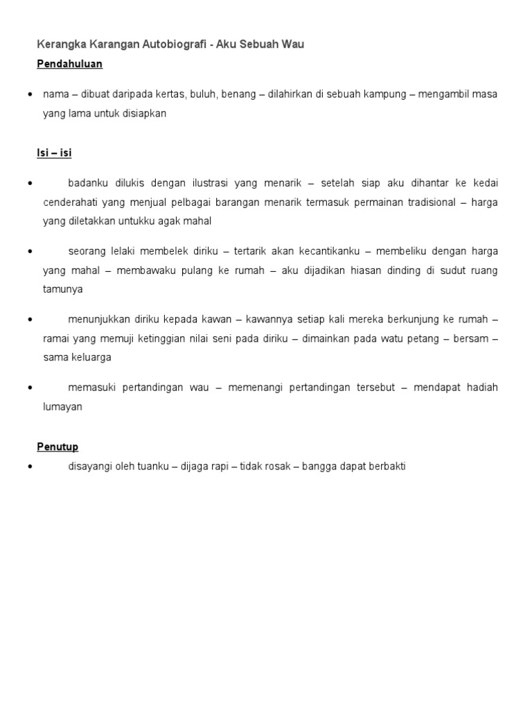 Rangka Dan Contoh Karangan Tahun 4 6 Pdf