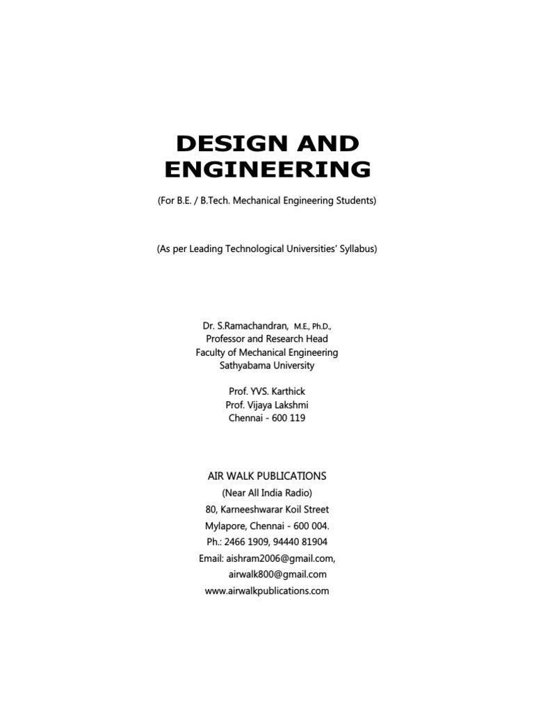 Design And Engineering Ramachandran S PDF Engineering Design