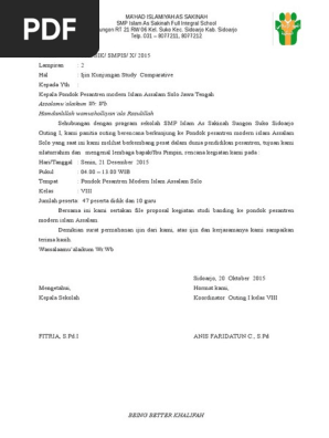 Surat Pengajuan Ijin Studi Banding