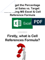 How To Get The Percentage of Actual Sales vs. Target Sales Using MS Excel & Cell Reference Formula - Sofia B - Precision Minister