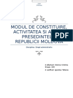 Modul de Constituire, Activitatea Si Actele Presedintelui Republicii Moldova