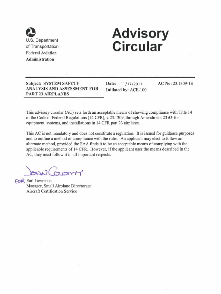 Compliance Guidance for 14 CFR 23.1309 | PDF | Federal Aviation ...