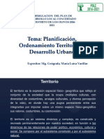 Planificación, Ordenamiento Territorial y Desarrollo Urbano