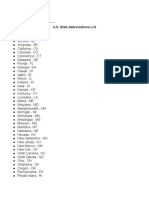 U S State Abbreviations List