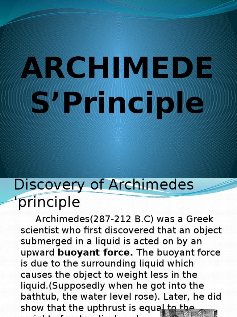 Archimedes'Principle | PDF
