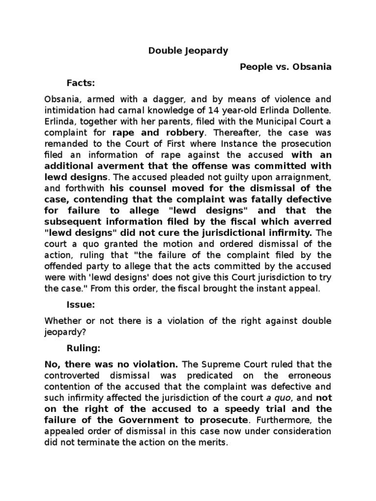 Double Jeopardy Complete Cases FTW PDF Double Jeopardy Acquittal