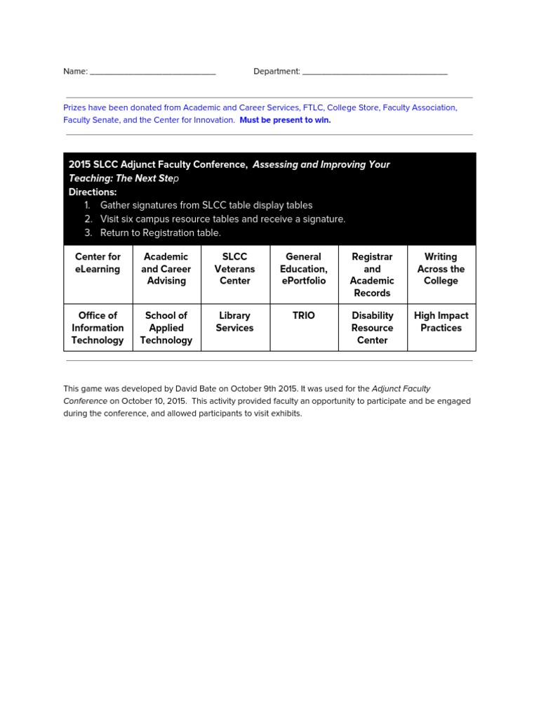 SLCC Adjunct Faculty Conference Activity | PDF