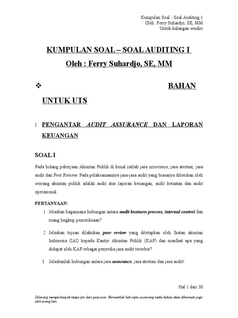 Kumpulan Soal Soal Auditing 1