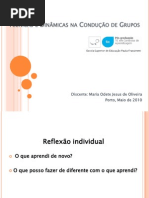 Técnicas e Dinâmicas na Condução de Grupos Reflexão Individual