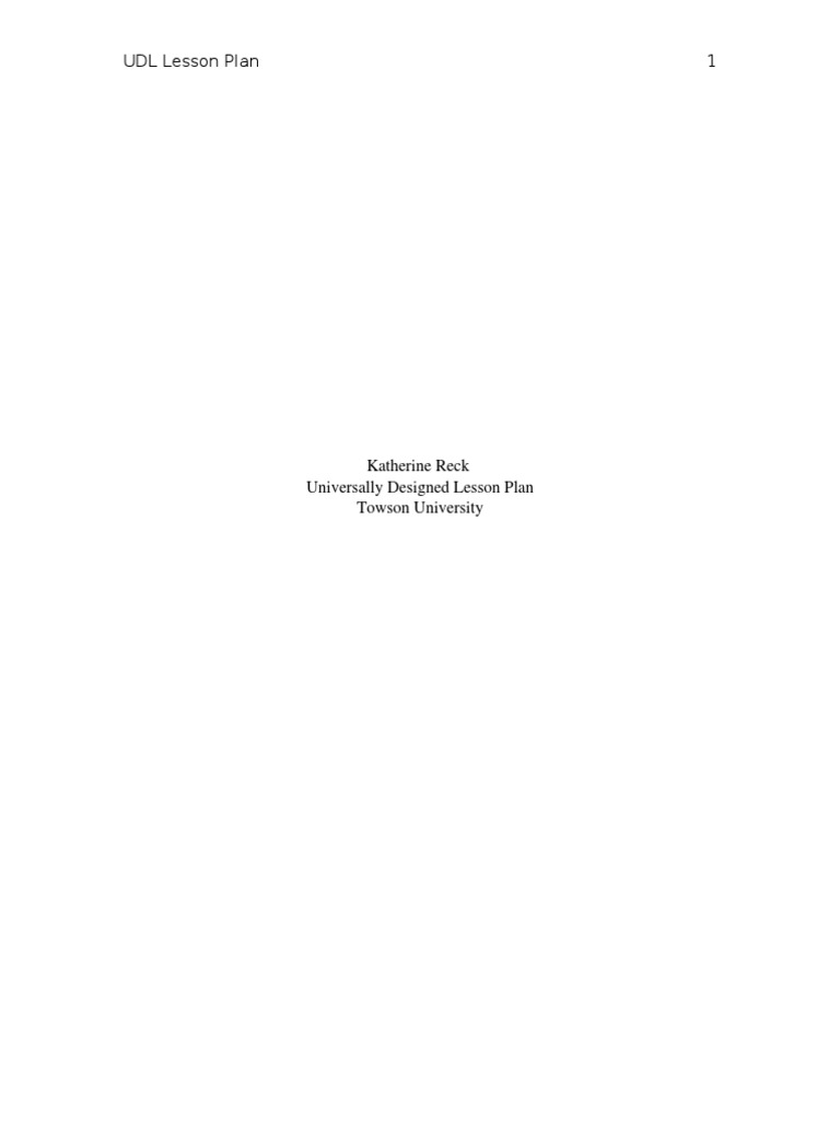 Udl Math Lesson Plans