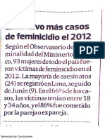 Lima Tuvo Mas Casos de Feminicidio El 2012