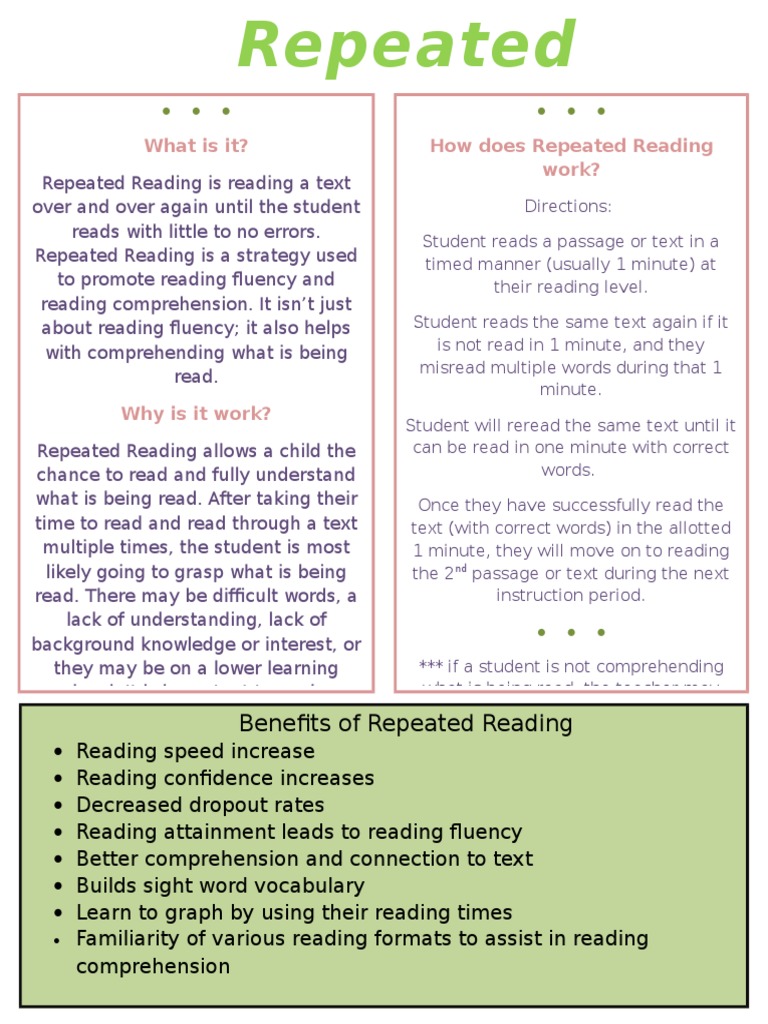 Repeated Reading Handout | PDF | Reading Comprehension | Reading (Process)