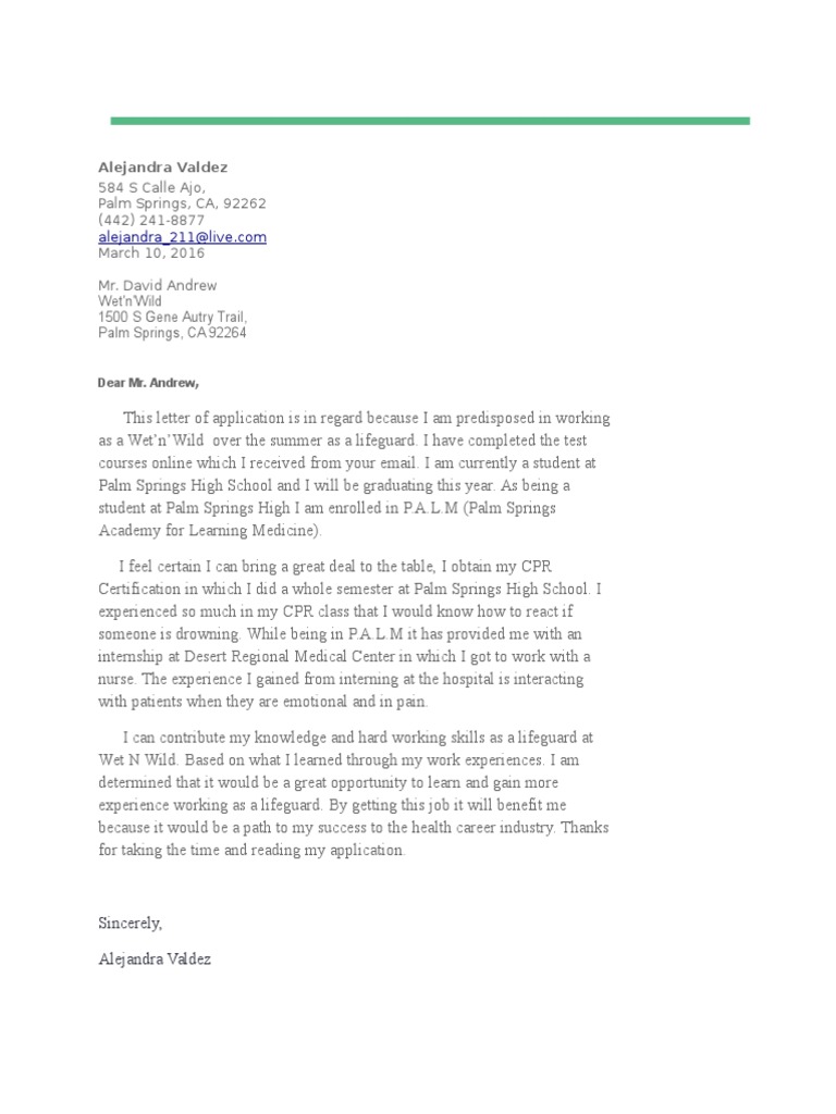 Lifeguard Application for Wet'n'Wild | PDF