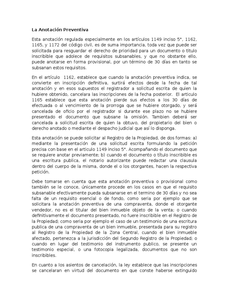 Anotacion Preventiva Cancelaciones De Oficio Rgp Pdf Propiedad Ley De Propiedad