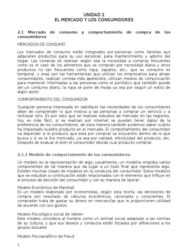 Comportamiento del Consumidor en el Mercado | PDF | Los consumidores ...