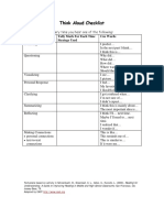 Think Aloud Checklist: Track Reading Strategies