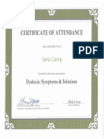 Dyslexia Sign and Symptoms Certificate of Attendance