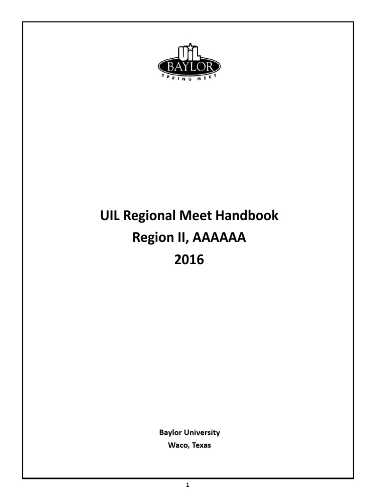2016 UIL Handbook Region II 6A PDF Baylor University Track And
