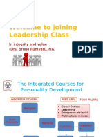 Welcome To Joining Leadership Class: in Integrity and Value (Drs. Bruno Rumyaru, MA)