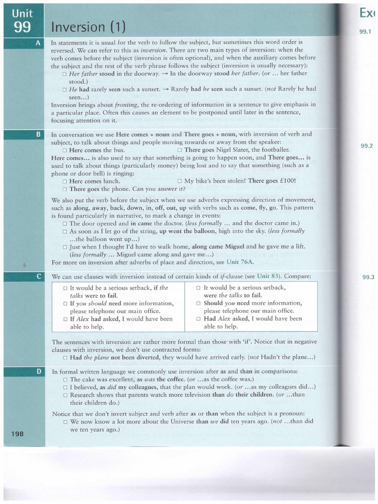 Understanding Inversion in English Grammar | PDF | Verb | Subject (Grammar)