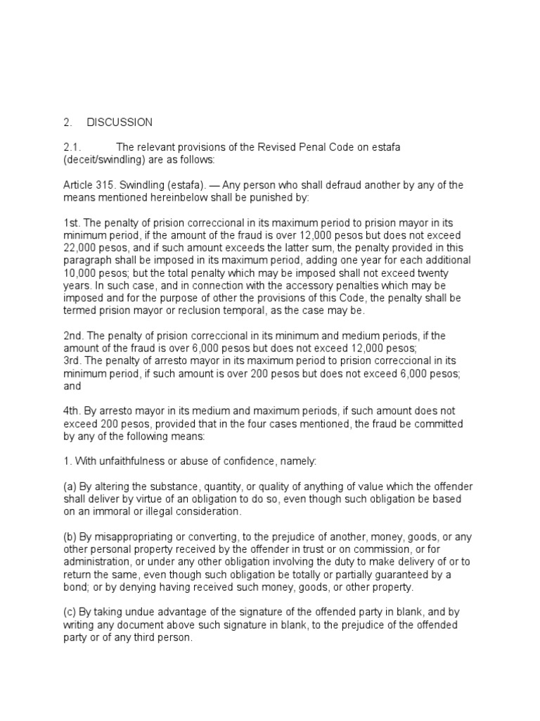 315 Estafa Defense PDF Conspiracy (Criminal) Fraud