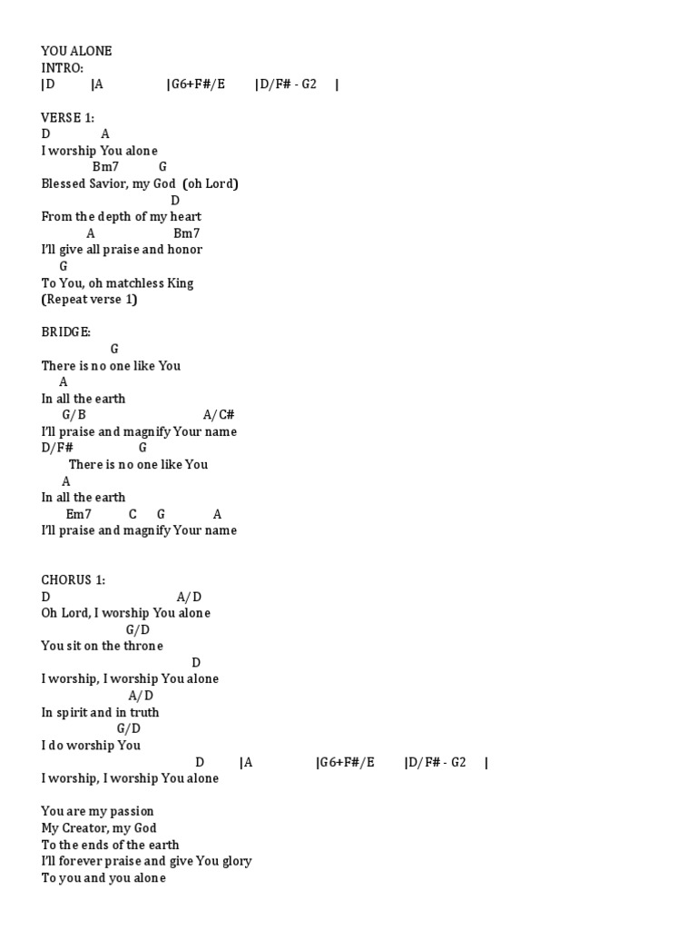 You Alone Chords Song Structure you alone chords song structure