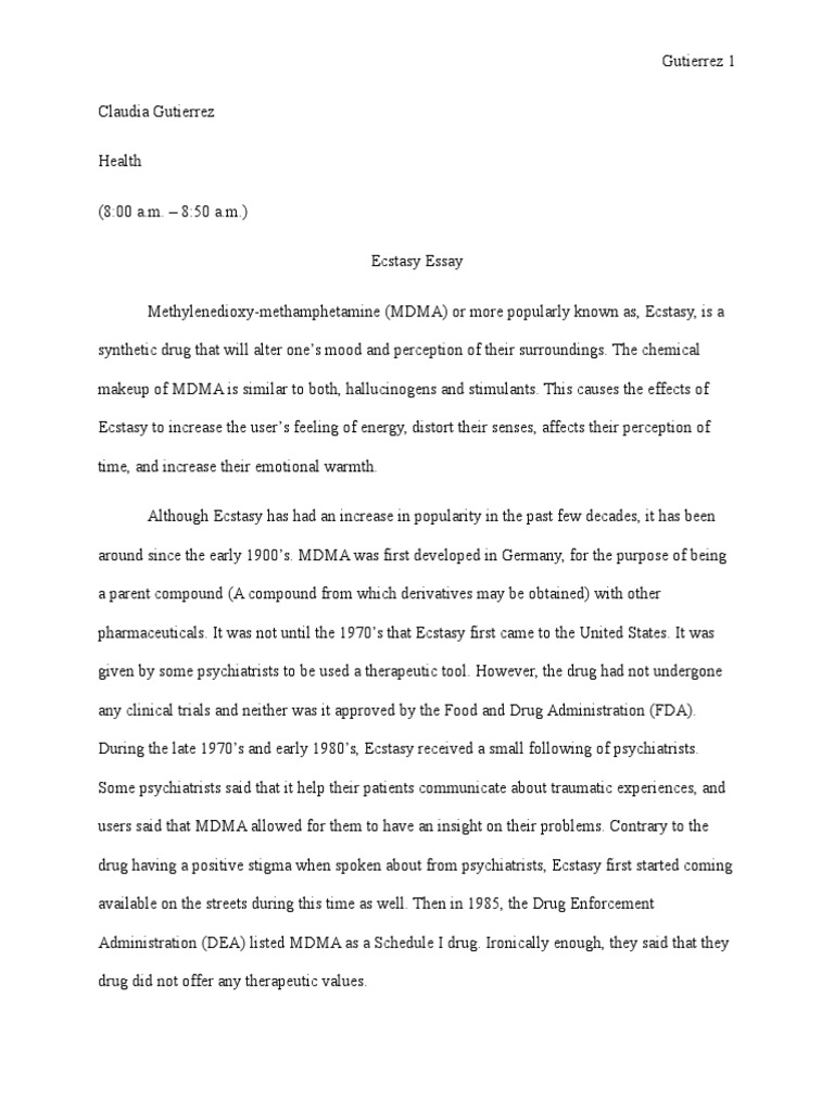 Ecstasy Research Paper