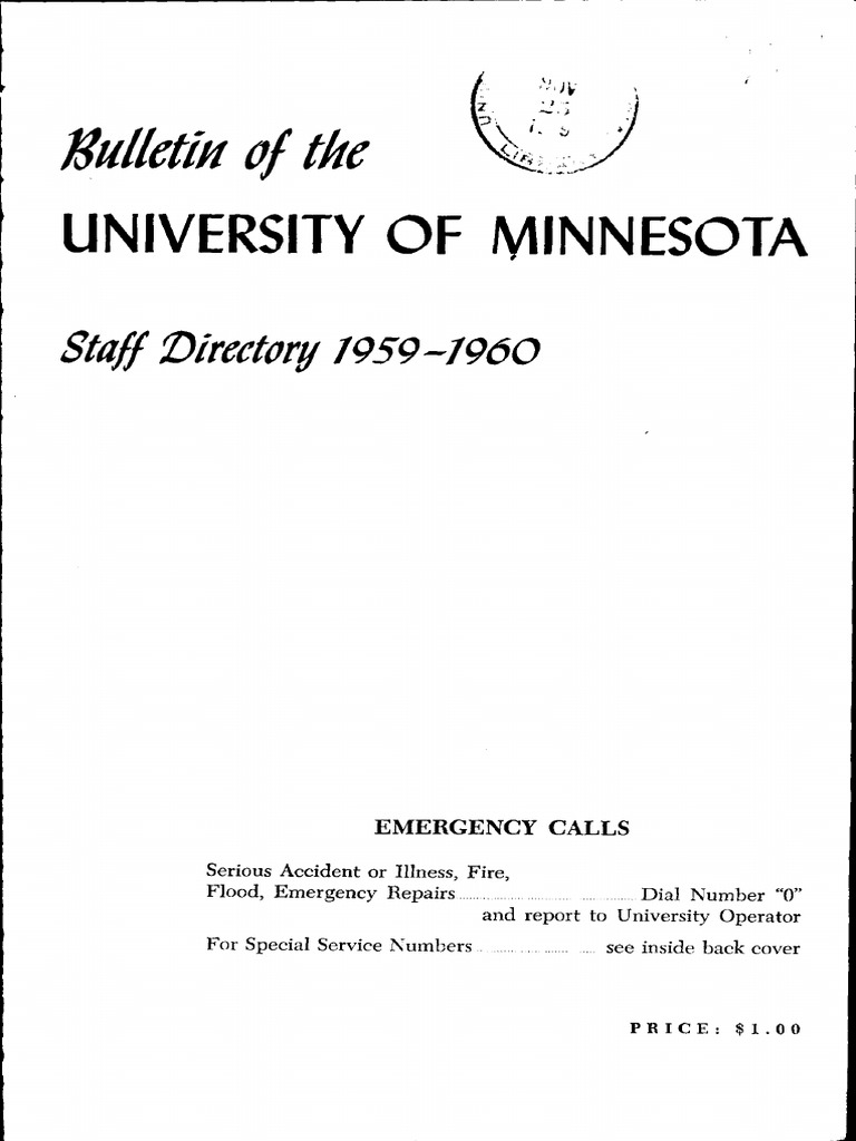 Directory1959 Staff | University Of Minnesota | Academic Term