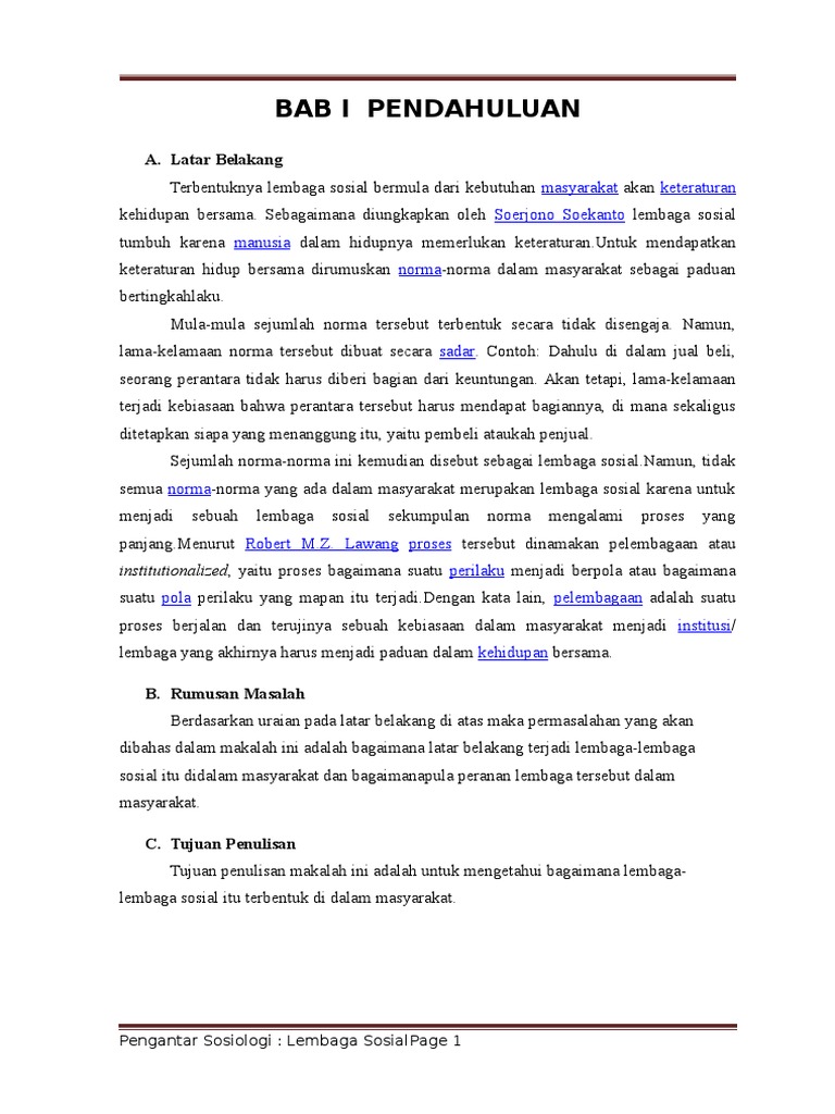 Makalah Lembaga Sosial