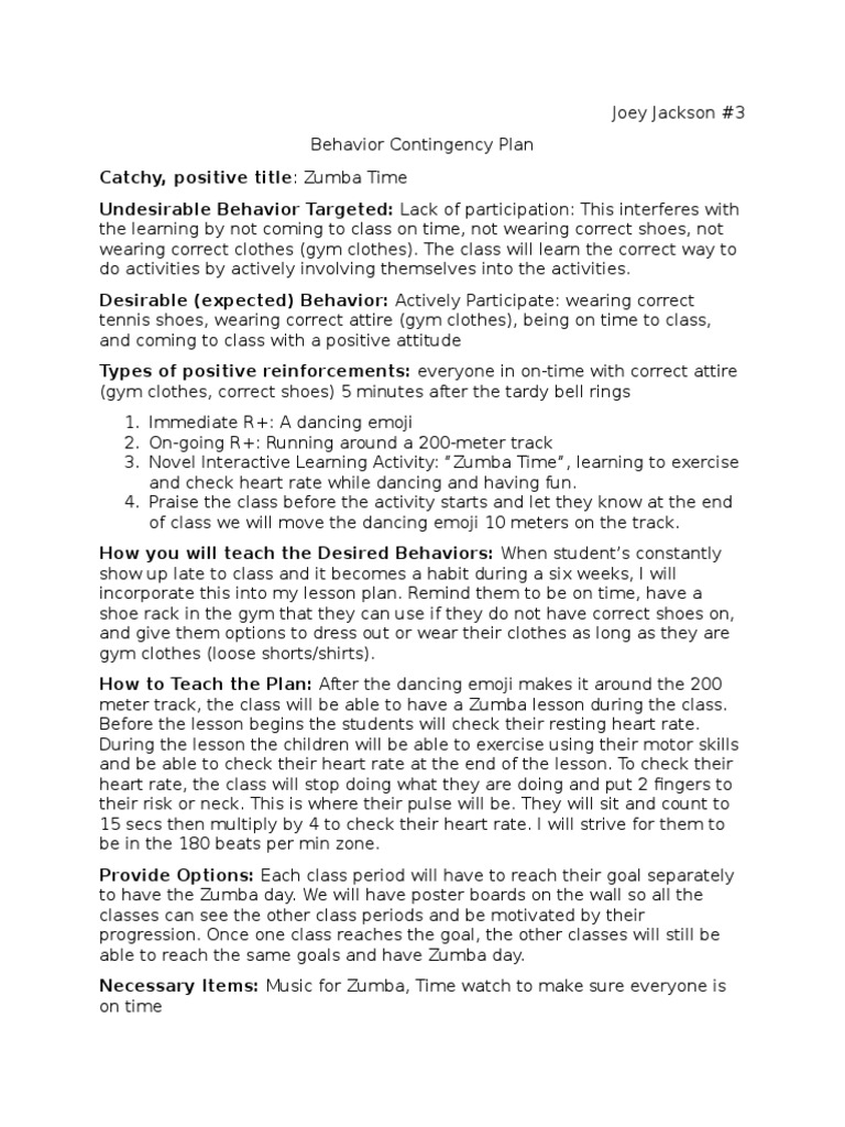 Zumba Participation Behavior Plan | PDF | Aerobic Exercise | Heart Rate