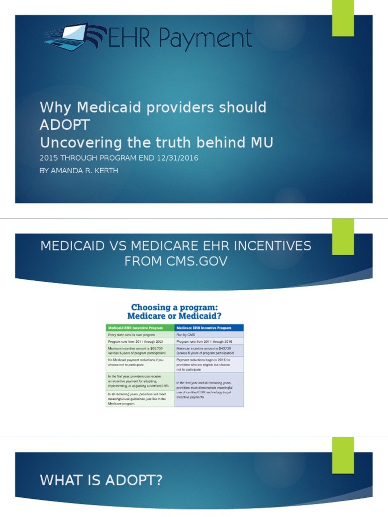Why Medicaid Providers Should ADOPT Electronic Health Record Medicaid