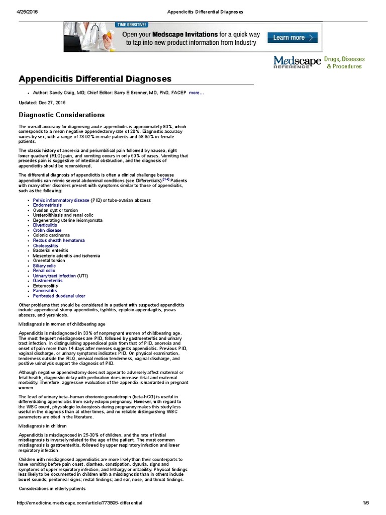 Appendicitis Differential Diagnoses | PDF | Health Sciences ...
