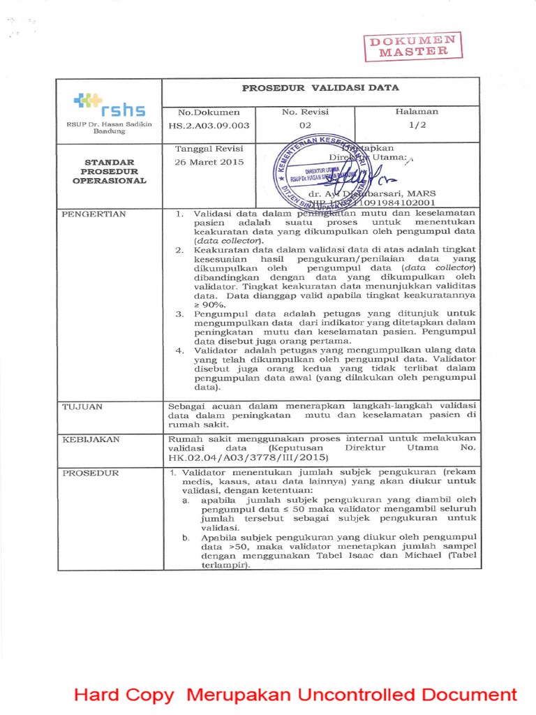 Arsip SPO Prosedur - Validasi - Data PDF | PDF