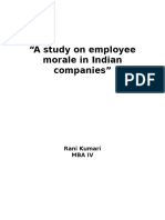 "A Study On Employee Morale in Indian Companies": Rani Kumari Mba Iv