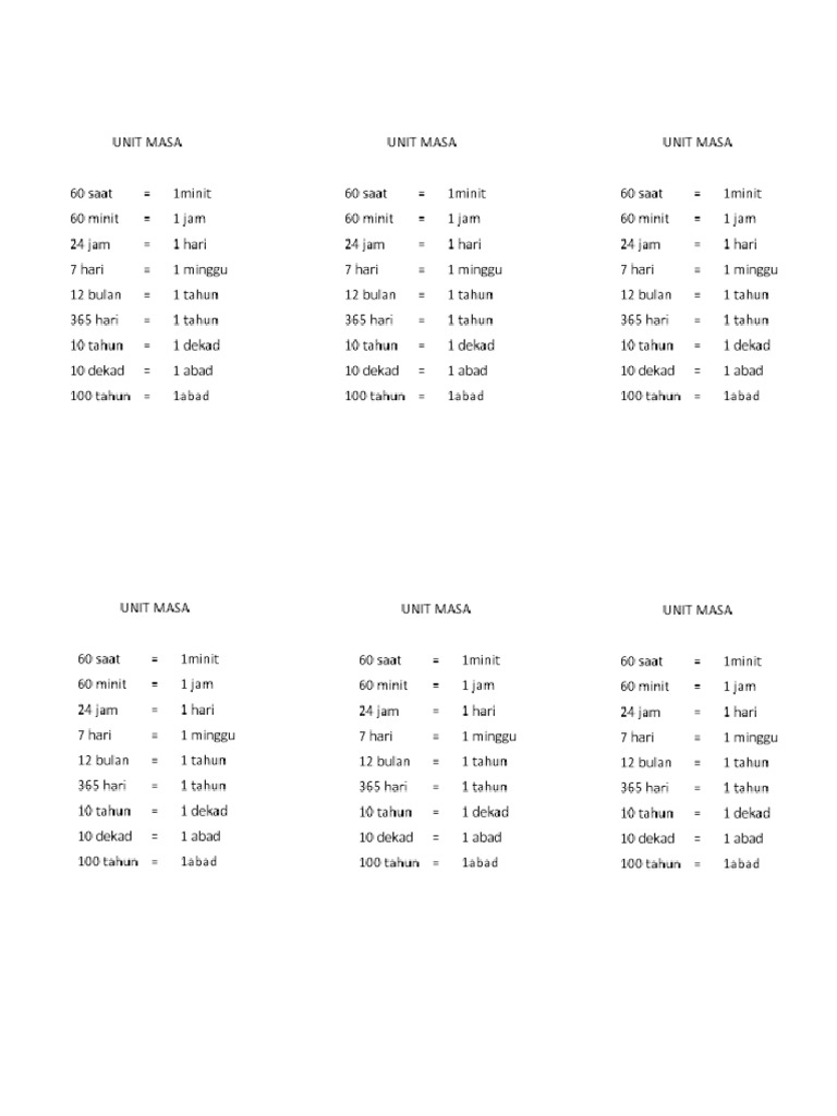 Pertukaran Unit Masa Matematik Tahun 4 Pdf