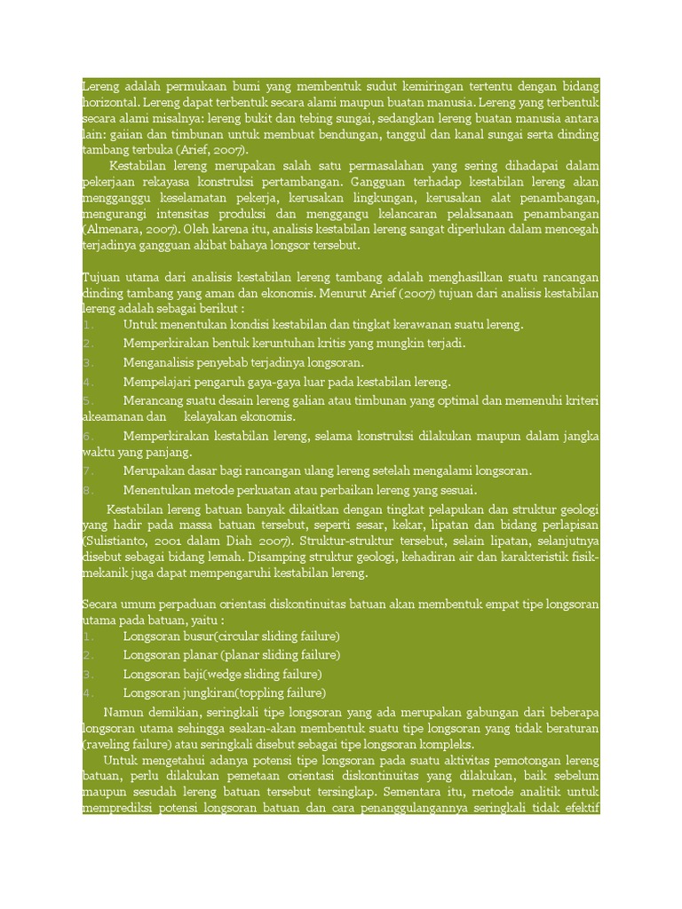 Lereng Adalah Permukaan Bumi Yang Membentuk Sudut  