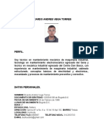 Técnico mantenimiento industrial perfil Ricardo Vega