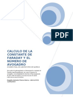 Galvanoplastia para Calcular Constante de Faraday y No. Avogadro.